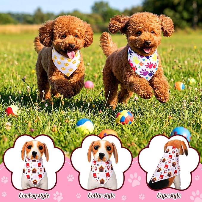 Youyole 120 Pcs Pet Party Dog Bandana Bulks Paws Dog Bandanas Summer Party Pet Scarf Soft Cat Triangle Scarves Bandana Cat Bibs for Small and Medium Breed