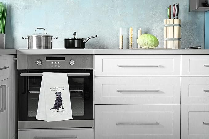 E&S Pets 711-21 Black Lab Dog Kitchen Towel, Off-white