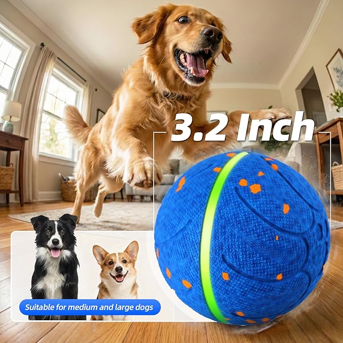 Diman Interactive Dog Toys, 3.5 Inch Automatic Moving Balls for Dogs, 3-Modes with Colorful Lights, Durable E-TPU Material, Active Self Rolling, Bouncing, and Rotating Puppy Toy to Keep Them Busy