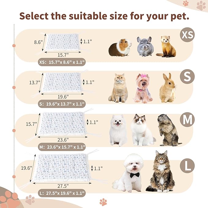 Reversible Silent Cat Bed Self Warming Pet Pad Thin Style Mat Washable Cushion Pad, Pad for Window Perch Outdoor Cat Houses, for Cats, Small Dogs, Rabbits, Non Electric,(Blue Puppy,L)