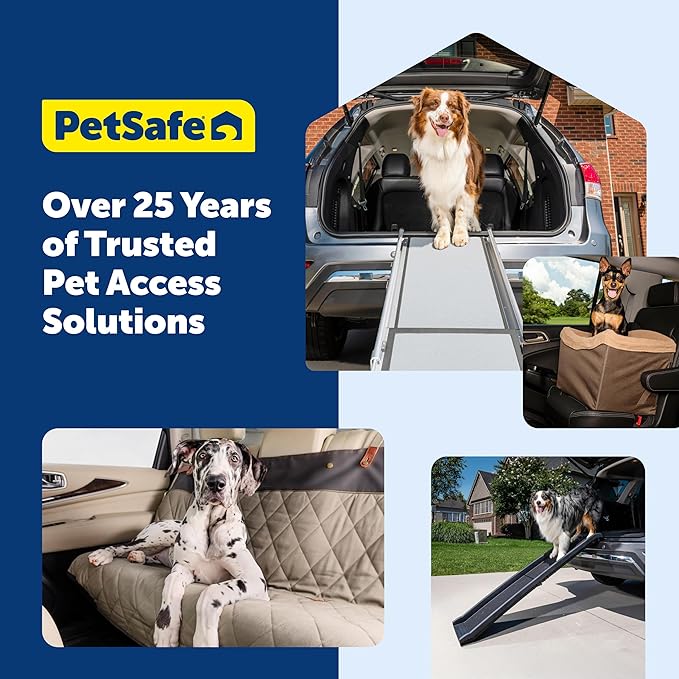 PetSafe Happy Ride Booster Seat Raised Dog Travel Seat Installs on Car Seats with a Headrest Safety Tether Machine Washable Folds Flat for Storage