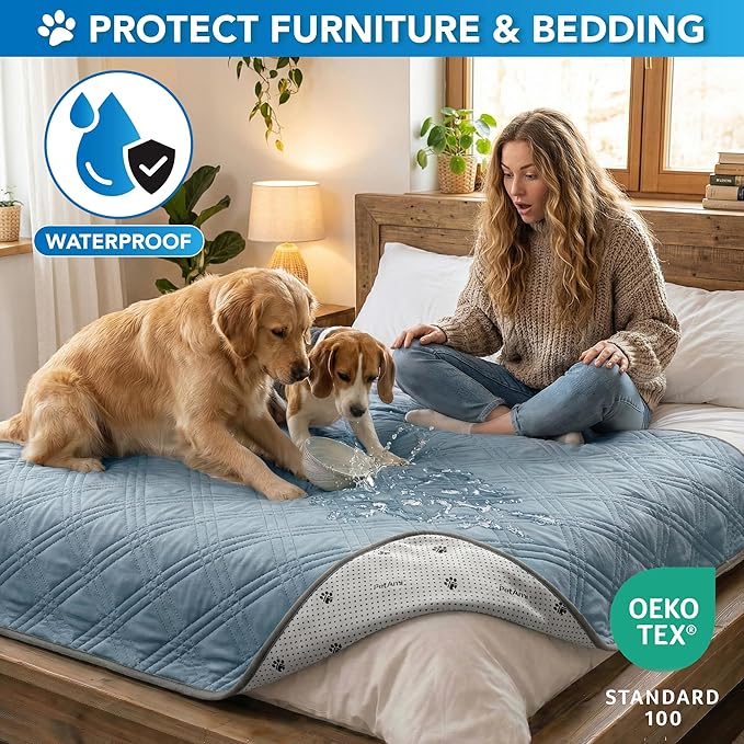 PetAmi Dog Cooling Mat, Waterproof Self Cooling Dog Pad with Non-Slip Backing, Q-Max >4.0 Pet Cooling Mat for Crate, Couch, Kennel & Car, Indoor Outdoor Summer Use, Light Blue, 60x80