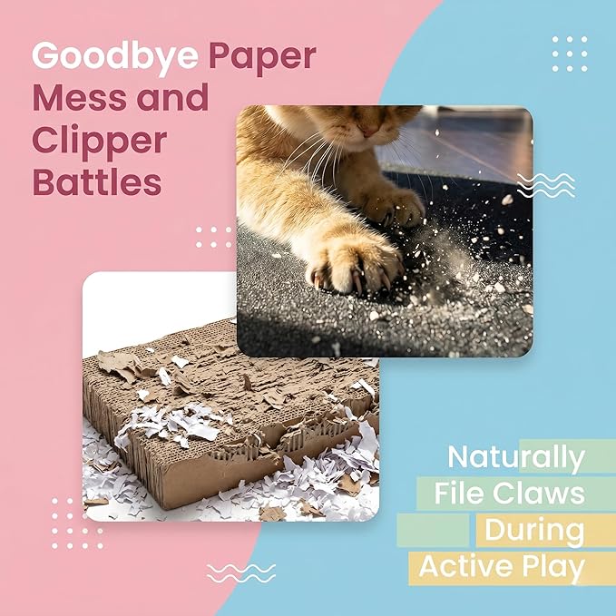 Cat Scratch Puzzle Enrichment Box: Stress-Free Alternative to Painful Trimming, Wooden Glowing Cat Nail File Scratching Box with Pre-Applied Sandpaper for Indoor Cats