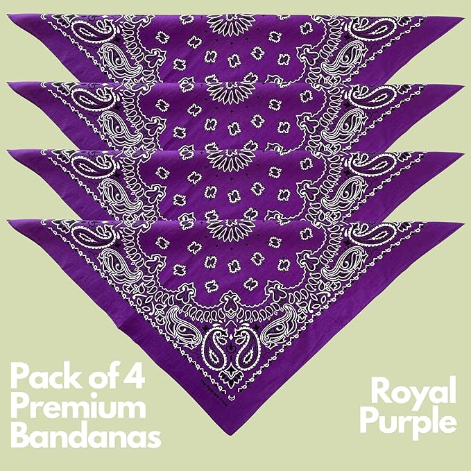 The Peacock Crew Premium Soft Cotton Bandanas Pack for Men and Women Paisley 22 x 22 inches