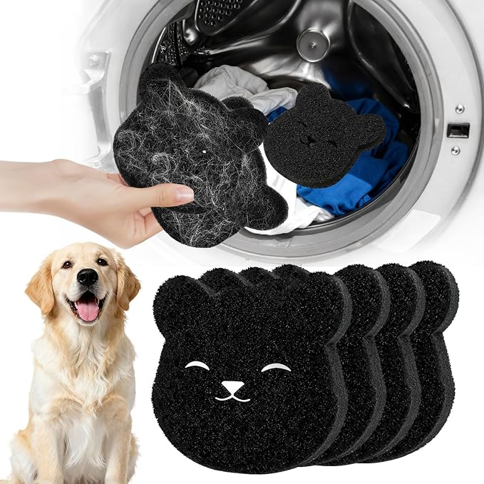 4PCS Laundry Pet Hair Remover, Dog & Cat Pet Hair Catcher for Washing Machine, Fur Remover & Lint Collector, Reusable & Eco-Friendly Pet Hair Removal Tool for Laundry, Safe for All Fabrics