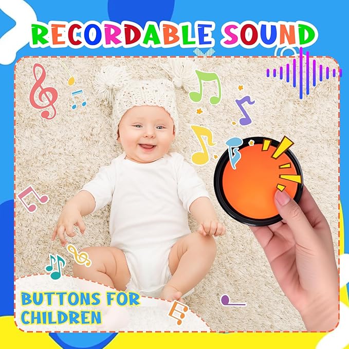 8 Pieces Recordable Answer Buzzers Button Answer Buzzers Game Show Buzzer Recordable Button Classroom Buzzers Perfect for Study Office Home and Pet Buttons Training Toy