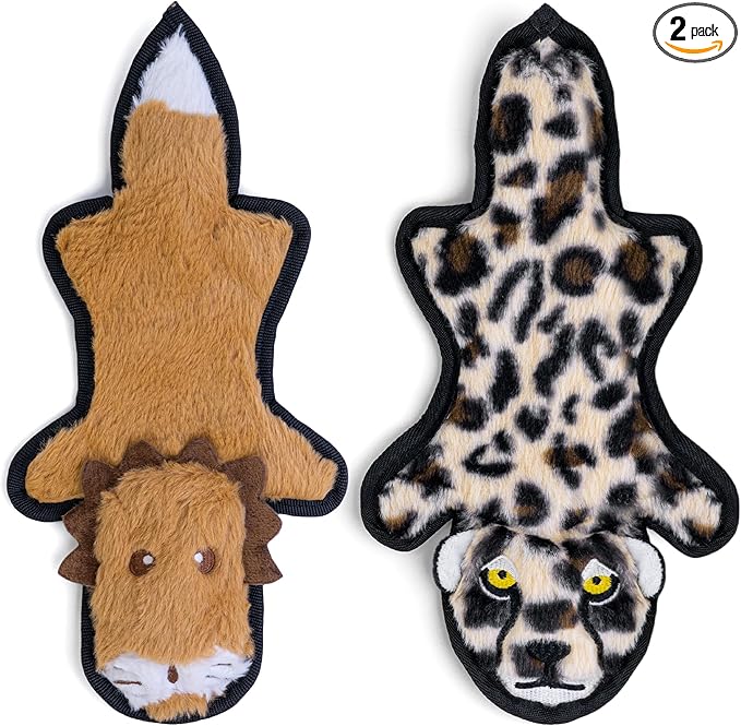 SHARLOVY No Stuffing Dog Toys Crinkle Squeaky, Long Lasting Chews for Aggressive, Durable Plush Dog Puppy Chew Toys for Teething, with 6 Tough Layers for Small Medium Large Breed