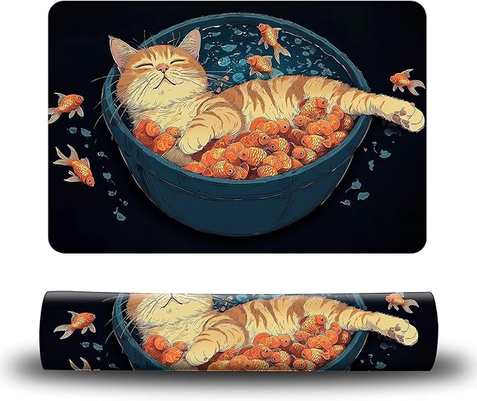 Dog Food Mat, 19.6" x 23.6" Absorbent Pet Feeding Mat for Food and Water, Waterproof Diatom Mud Pet Placemat with Non-Slip Rubber Backing, Easy Clean Cat Bowl Mat for Floors - Cat and Fish