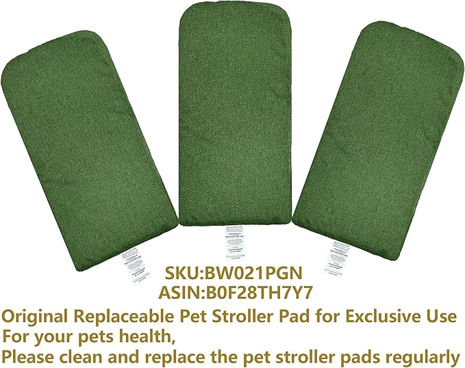 ROODO Pet Stroller Mat,Dog Stroller Cushion,Inner Pad for Exclusive Use,Original,Replaceable,Easy to Clean,Set of 3 pc(Green)