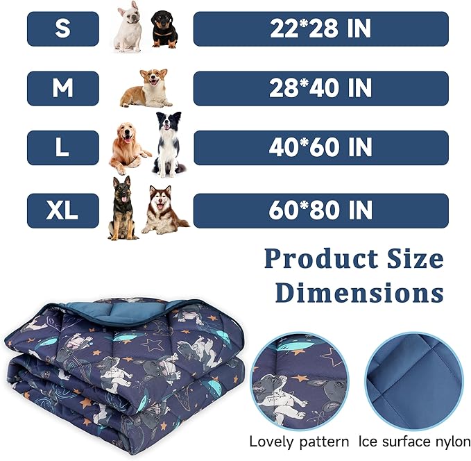 Premium Cooling Mat for Large Dogs - Washable Dog Cooling Throw Blanket，Durable Pet Mat for Cat, Soft Summer Blanket for Hot Weather, 28''x22''
