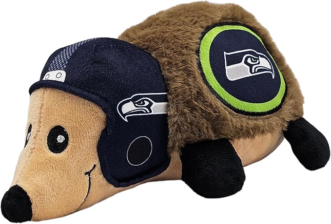 NFL Seattle Seahawks Plush Hedgehog Toy for Dogs & Cats, Cool Soft Pet Toy for Fun and Interactive Play, Dog Chew Toy with Squeaker, Licensed Hot Pet Toy