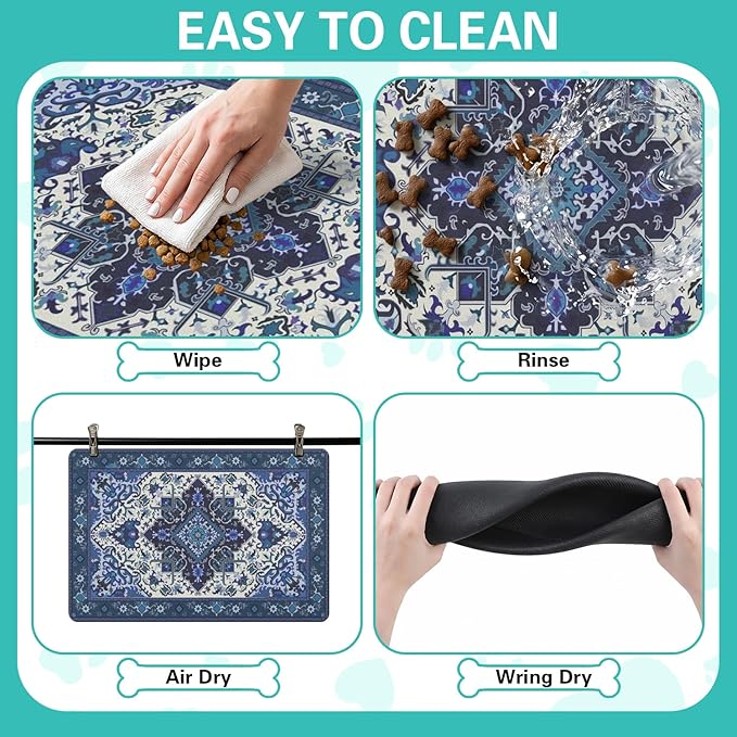 Pet Feeding Mat for Floors Waterproof Dog Mat for Food and Water Absorbent Quick Dry Non Slip mat for Cat Bowls