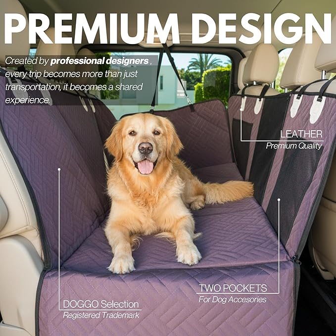 Back Seat Pet Cover for Dogs, Premium Dog Hammock for Car with Hard Bottom | Universal Car Seat Protector, Waterproof & Washable | Dog Car Seat Cover for Large