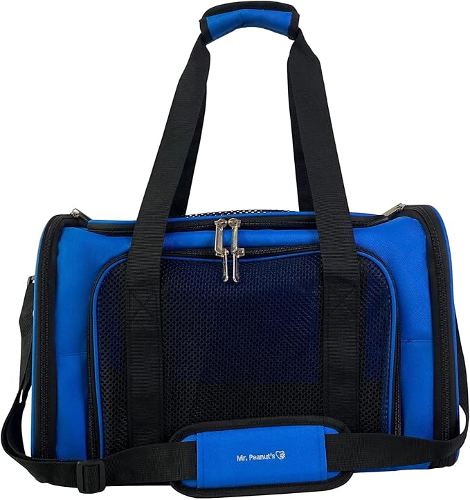 Airline Approved Soft Sided Pet Carrier, 17.5X11X11 Travel Tote with Soft Padded Bedding with Strong 1/4" Wood Base, Seatbelt & Luggage Attachment, Perfect for Cats and Small Dogs