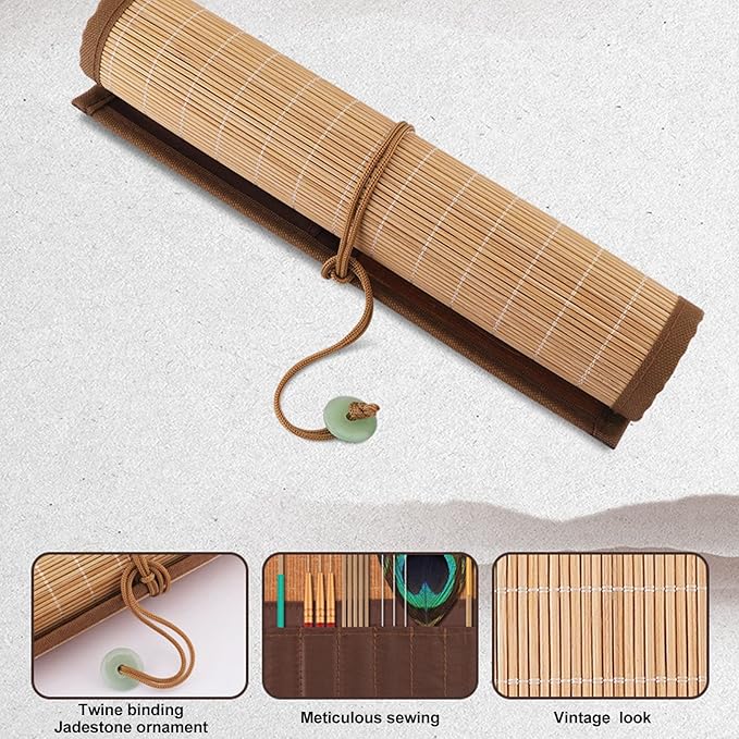Ear Scratcher Feathers Kit, Ear Scoop, 7PCS Cleaner with Bamboo Mat, Ear Pick Cleaning, Ear Tool Massage Relaxing Wax Removal Feathers