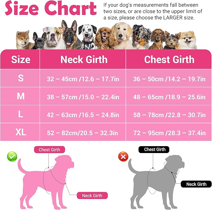 Funfox Dog Harness No Pull, Adjustable Pet Vest Harness, Super Soft Material with Vertical Handle Easy Control, Reflective Night Walking, 2 Leash Clips for Small Sized Dogs, Pink, S