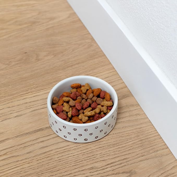 Fringe Studio Speckled Block Bone Small Wax Resist Ceramic Pet Bowl (4.5" Diameter x 1.25" H, 10 fl.oz.), PetShop Collection (473501)