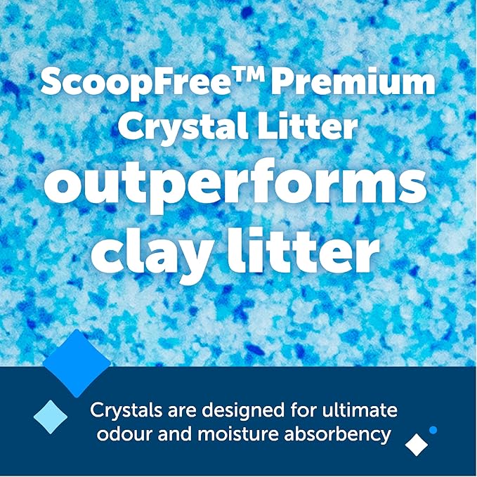 PetSafe ScoopFree Premium Crystal Cat Litter - Outperforms Clay Litter - Less Tracking, Dust for A Fresh Home - Non-Clumping - Two 4.3 lb Bags of Litter (8.6 lb Total) - Original Blue