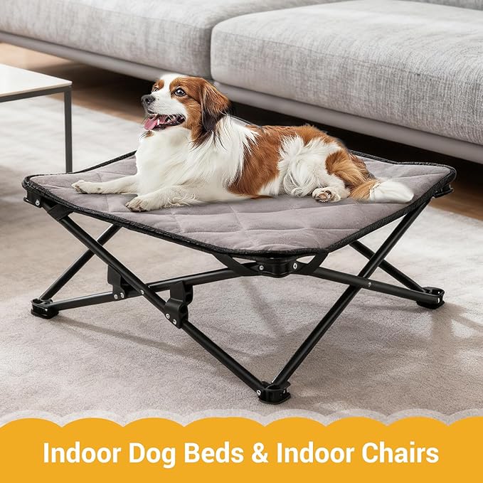 KingCamp Elevated Dog Bed for Medium Dogs, Outdoor Raised Cooling Pet Cot Bed with Washable Breathable Mesh & No-Slip Feet Perfect for Camping, Backyard, Indoor Use (Medium, Black)