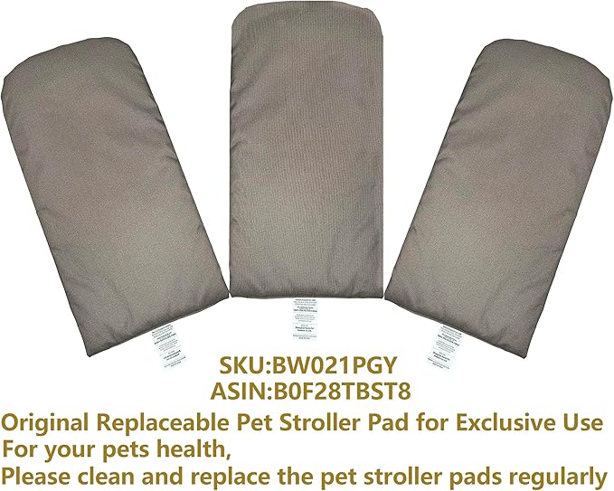 ROODO Pet Stroller Mat,Dog Stroller Cushion,Inner Pad for Exclusive Use,Original,Replaceable,Easy to Clean,Set of 3 pc(Gray)