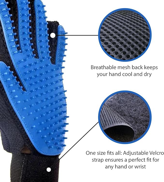 3-in-1 Pet Grooming Kit – Pet Deshedding Glove, 360° Silicone Finger Toothbrush, and Professional Dog Nail Clippers with File – Complete Grooming Set for Cats & Dogs with Short or Long Fur