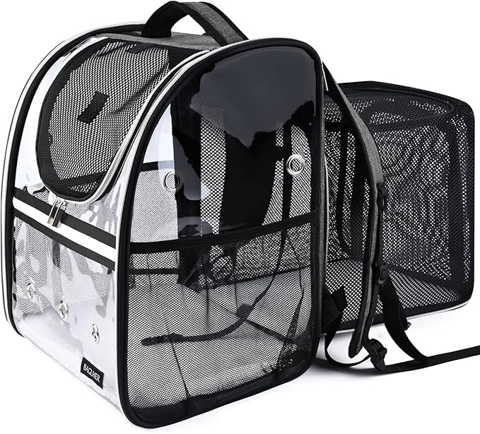 BAGLHER Expandable Pet Carrier Backpack，Pet Bubble Backpack for Small Cats Puppies Dogs Bunny, Airline-Approved Ventilate Transparent Capsule Backpack for Travel, Hiking and Outdoor Use. Grey