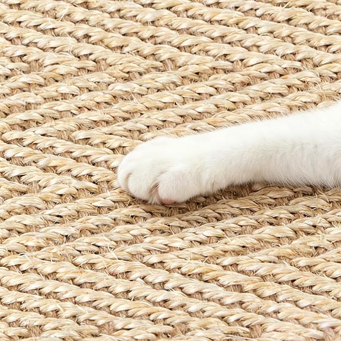 Graciadeco Cat Scratcher Mat 23.6" x 15.7" Sisal Rope 2 Packs Cat Scratch Furniture Protector with Velcro & Catnip