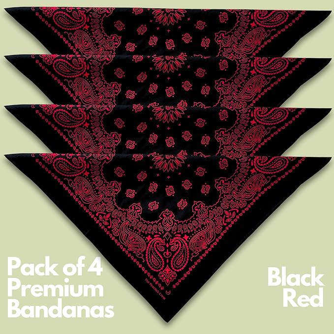The Peacock Crew Premium Soft Cotton Bandanas Pack for Men and Women Paisley 22 x 22 inches