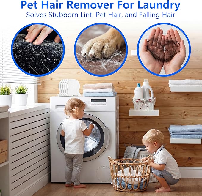 Pet Hair Remover for Laundry,Reusable Dog & Cat Hair Catcher for Washing Machine & Dryer,Effectively Removes Fur,Lint and Dander from Bedding,Clothes(8Pcs White)