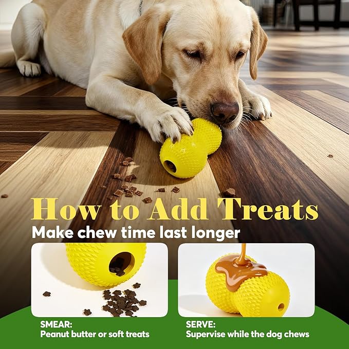 Kimee Natural Rubber Dog Chew Toy, Tough Gourd Dog Toy for Aggressive Chewers, Milk-Scented Interactive Dog Toy for Medium & Large Dogs to Chew, Tug & Fetch