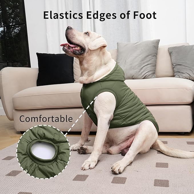 Vecomfy Fleece Lining Extra Warm Dog Hoodie in Winter for Medium Dogs Jacket Pet Coats with Hooded Green L