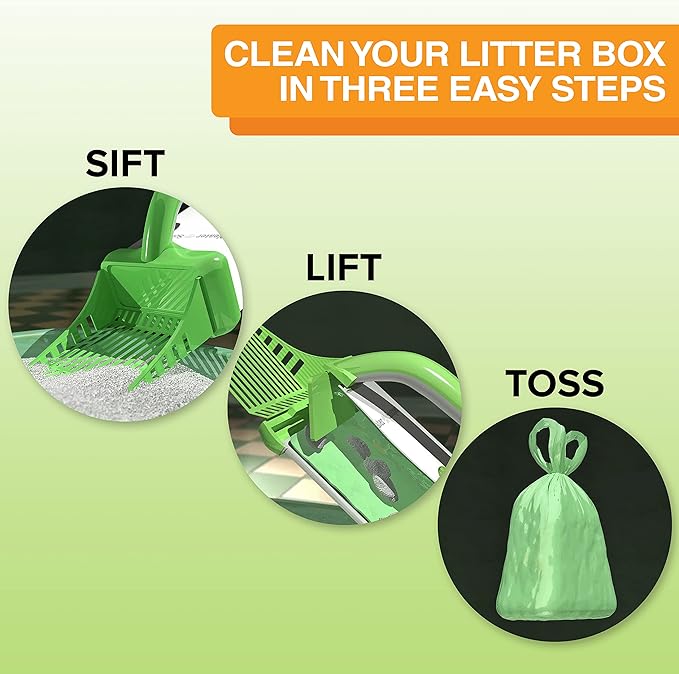 Neater Pet Brands Neater Scooper Standard Litter Scoop, 60 Refill Bags – Mess-Free Cat Litter Scooper with Bag, Spill-Proof Kitty Box Sifter, Bin Doubles as Scoop Holder, For Single-Cat Households