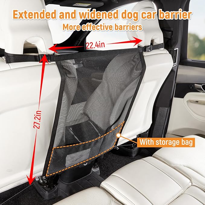 Dog Car Barrier,Car Divider Net for Dogs,Pet Barrier with Organizer,Dog Barrier for Car,SUV,Truck