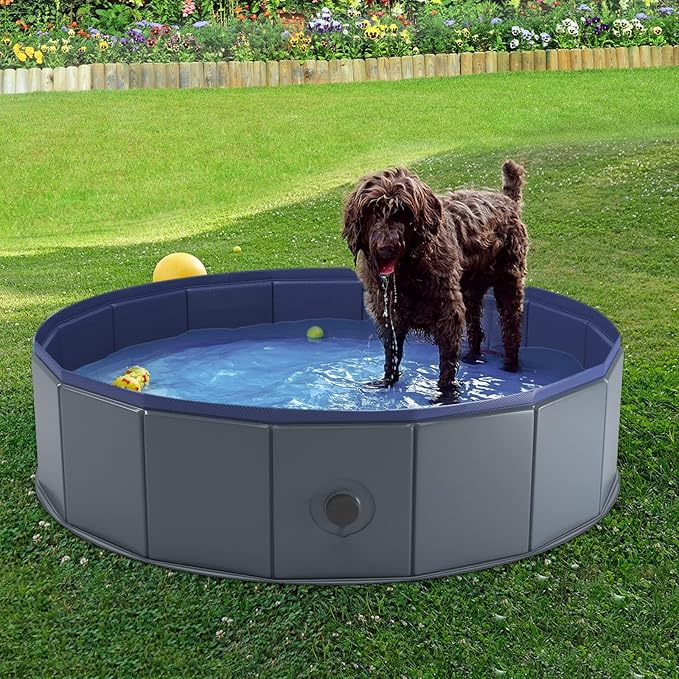 Niubya Portable Dog Pool, Foldable Pet Swimming Tub, Anti-Slip Collapsible Pet Bathtub, Hard Plastic Bath Pool for Pets Dogs and Cats, 40 x 12 Inches