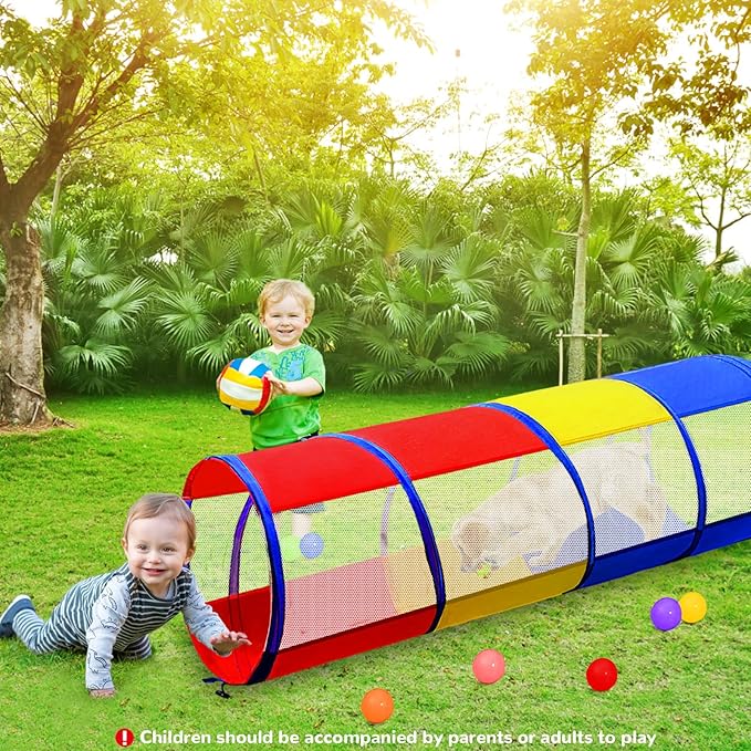 Kids Play Tunnel for Toddlers 1-3, 6 Foot Baby with 2 Mesh Sides Pop Up Crawling Toys 1 3 4 Year Old Girl Boy Birthday Gift, Indoor Outdoor Toddler Children or Dog
