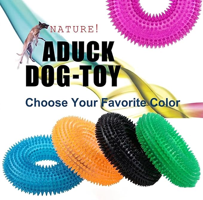 ADUCK Dog Squeaky Chew Toys for Aggressive Chewers, Small Medium Large Dogs Teeth Cleaning Soft Natural Rubber Float Toy for Indoor Outdoor Water Pool, Donut Ring Design 4.92 inch, Crystal Green