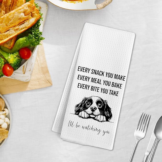 Funny Cavalier King Charles Spaniel Dog Kitchen Towels, Cavalier King Charles Spaniel Gifts for Dog Lovers, Dogs Themed Hand Towels, Puppy Dogs Dish Tea Towel for Kitchen Bathroom, 16x24 Inch
