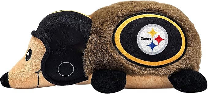 NFL Pittsburgh Steelers Plush Hedgehog Toy for Dogs & Cats, Cool Soft Pet Toy for Fun and Interactive Play, Dog Chew Toy with Squeaker, Licensed Hot Pet Toy