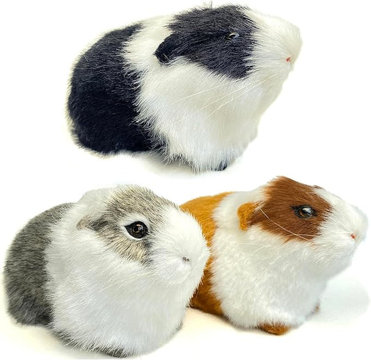 3 Pcs Assorted Color Realistic Hamster Figurines Plush Toys – Lifelike Guinea Pig Stuffed Animals, Home Decor, Kids Gift, Party Favors, Rodent Photo Props