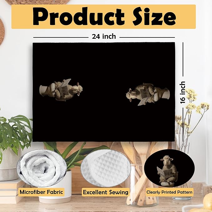 Funny Sheep Hand Towels, Sheep Gifts Hand Towel for Bathroom Decor, Dark Farmhouse Farm Animal Decorative Towels for Bathroom Washroom Restroom 16x24 Inch