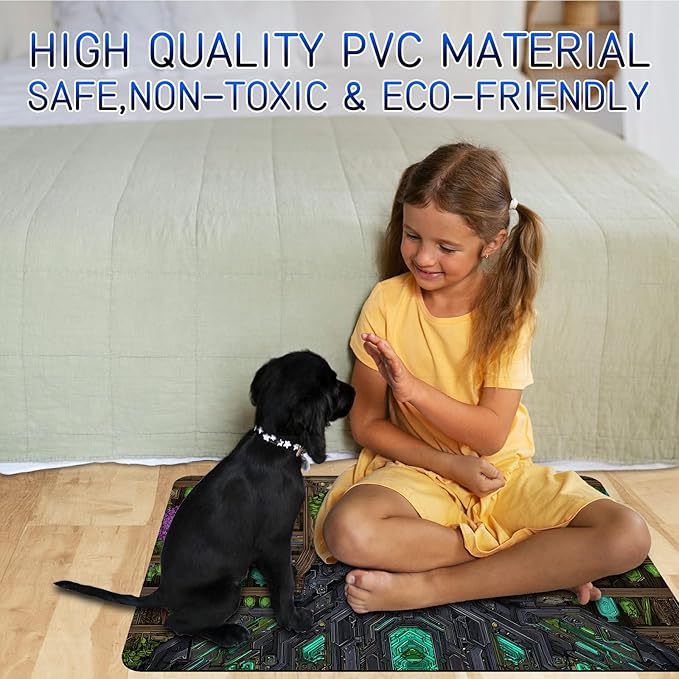 Dog Food Mat, 15.7" x 23.6" Absorbent Pet Feeding Mat for Food and Water, Waterproof Diatom Mud Pet Placemat with Non-Slip Rubber Backing, Cat Bowl Mat for Floors - Green Library Books