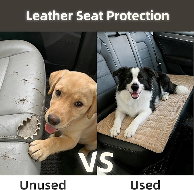 Dog Car Seat Cover, Pet Couch Covers for Car and Sofa, Non-Slip Backseat Pet Bed Mat, Machine Washable, Soft Plush Travel Seat Protector with Portable Storage Bag (Brown,23.6''×59'')