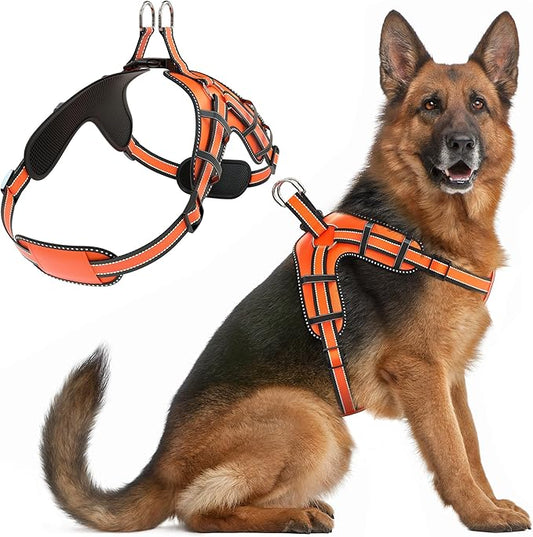 Dog Harness for XLarge Dogs Back D-Ring Control No Choking Pressure-Free Chest Design Comfortable Padded Adjustable Reflective Vest Harness for Daily Walks Training Easy Control Outdoor Use Secure Fit