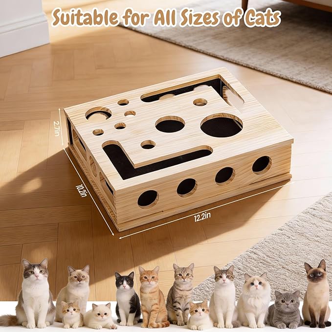 2026 New Cat Nail File Enrichment Box, Cat Scratch Puzzle Enrichment Box with Sandpaper Inside, Fun Cats Indoor Scratching for Boxes Game - Stress Free Alternative to Clippers&Grinders for Indoor Cats