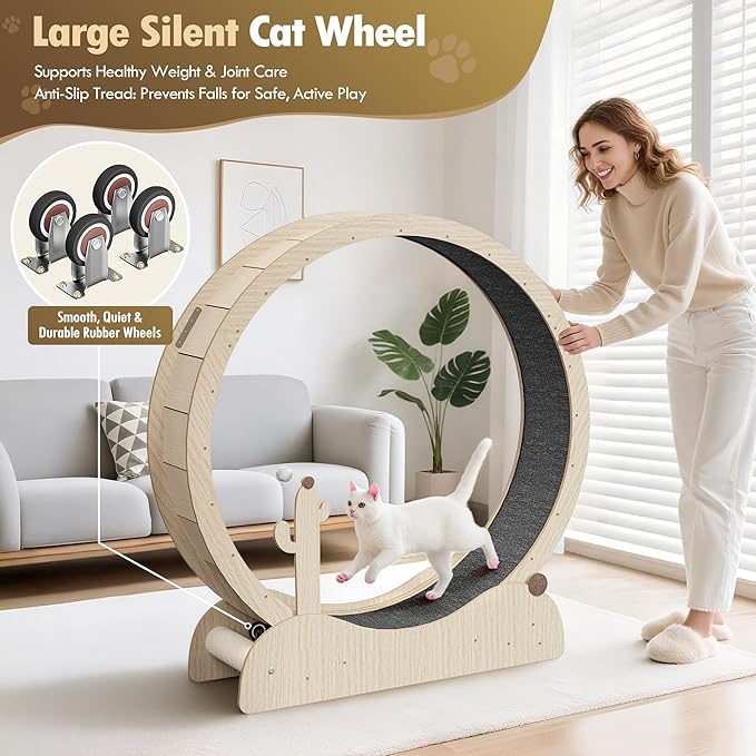 ZENY Cat Exercise Wheel, 47inch Cat Treadmill for Indoor Cats, Cats Running Wheel with Updated Enhanced Base and Carpeted Runway for Cat's Fitness