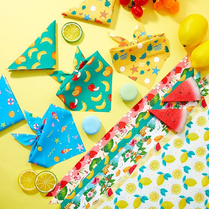 Abbylike 100 Pieces Summer Themed Dog Bandanas Bulk Hawaiian Dog Bandanas for Pets Triangle Kerchief Scarf Bibs Set for Summer Pets Dogs Party Costume Accessories, 25 Styles (19.7 x 13.8 x 13.8)
