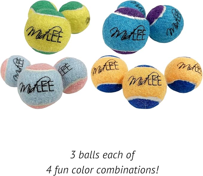 Midlee X-Small Dog Tennis Balls 1.5" Pack of 12 (Assorted, 1.5 inch)