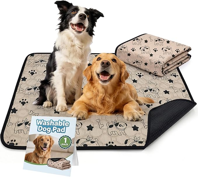 BAEJMJK Washable Dog Pee Pads 4-Layer Super Absorbent Puppy Training Pads Waterproof Non-Slip Leak-Proof Reusable Mats for Potty, Crate, Playpen & Travel(28"x40",Coffee 1-Pack)