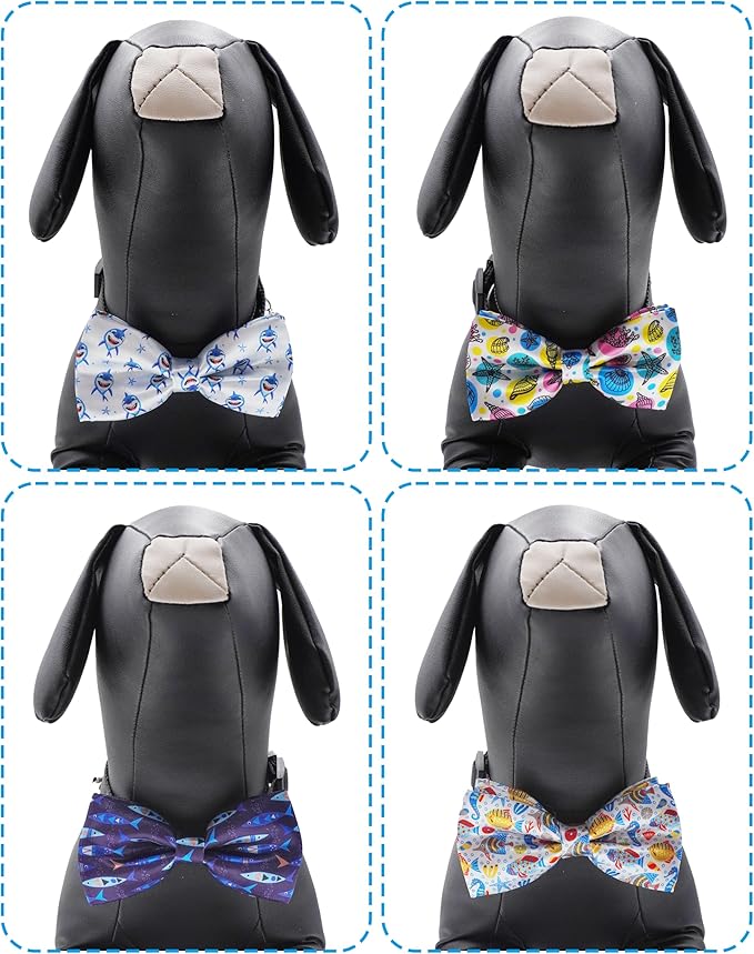 PET SHOW 10 Pack Summer Small Dog Bow Ties Sliding Collar Attachments Puppy Cats Ocean Animals Bowties for Medium Dogs Sea Bowknots Party Holiday Pet Grooming Accessories(Small)