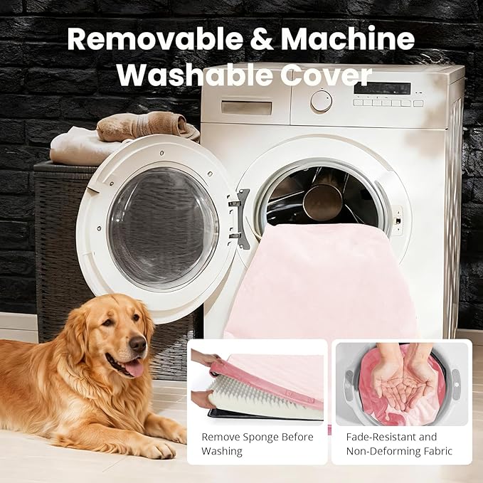 OhGeni Orthopedic Waterproof Dog Bed for Large Dogs, Machine-Washable Removable Cover in Easy-Clean Fabric, Reversible Memory Foam & Easy-Carry Handle, Suitable for Crate, 41 inch (Black)